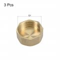 Uxcell Brass Cap 3pcs G1 Female Pipe Fitting Hex Compression Stop Valve Connector