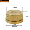 Hwmate Brass Cap Hex Pipe Fitting Connector G3 4a Female Straight Thread 10 Pack