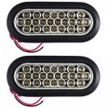 2x White 4 Round 24 Led Reverse Backup Stop Turn Tail Light Parking Running Lights 3 Wire Pigtail Plug Grommet Trucks Trailer 