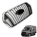 Black With Chrome Front Bumper Grille Hexagonal Honeycomb Replacement For 2020-2022 Transit T150 T250 T350 