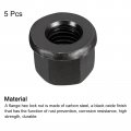 Uxcell M14 Flange Hex Nuts 5pcs Grade 10 9 Carbon Steel Black Oxide Finished For Machinery