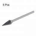 Harfington 5pcs Carbide Rotary Burrs 1 8 3mm Shank 4 6mm Head Double Cut 60 Degree Cone M Shape Die Grinder Bits Rasp Files For
