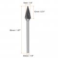 Harfington 5pcs Carbide Rotary Burrs 1 8 3mm Shank 4 6mm Head Double Cut 60 Degree Cone M Shape Die Grinder Bits Rasp Files For