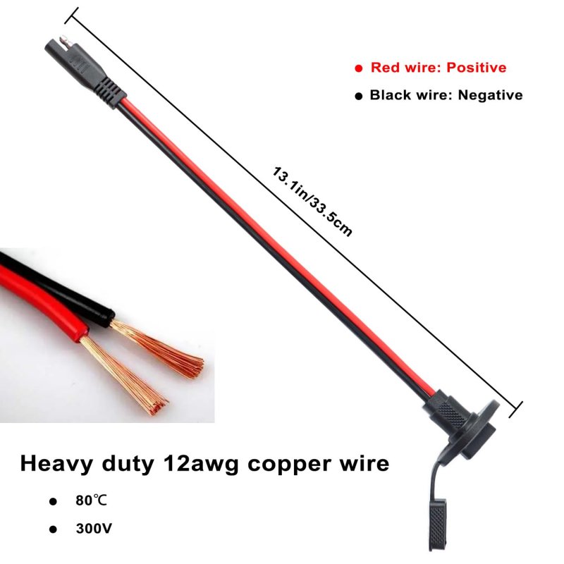 Weatherproof Sae Quick Disconnect 12 Awg Extension Cable 1 Ft Power Socket For Solar Generator Battery Charger 2 Pack