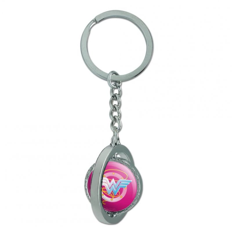 Graphics More Wonder Woman 80th Pastel Logo Keychain Spinning Round Chrome Plated Metal