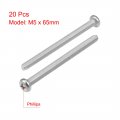 Uxcell M5 X 65mm Machine Screws Phillips Cross Pan Head Screw 304 Stainless Steel Fasteners Bolts 20pcs