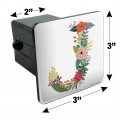 Letter J Floral Monogram Initial Tow Trailer Hitch Cover Plug Insert