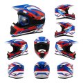 Youth Kids Atv Motorcycle Helmet Dot Approved With Goggles Gloves And Bag Retro Blue Large Lightweight Motocross For Dirt Bike
