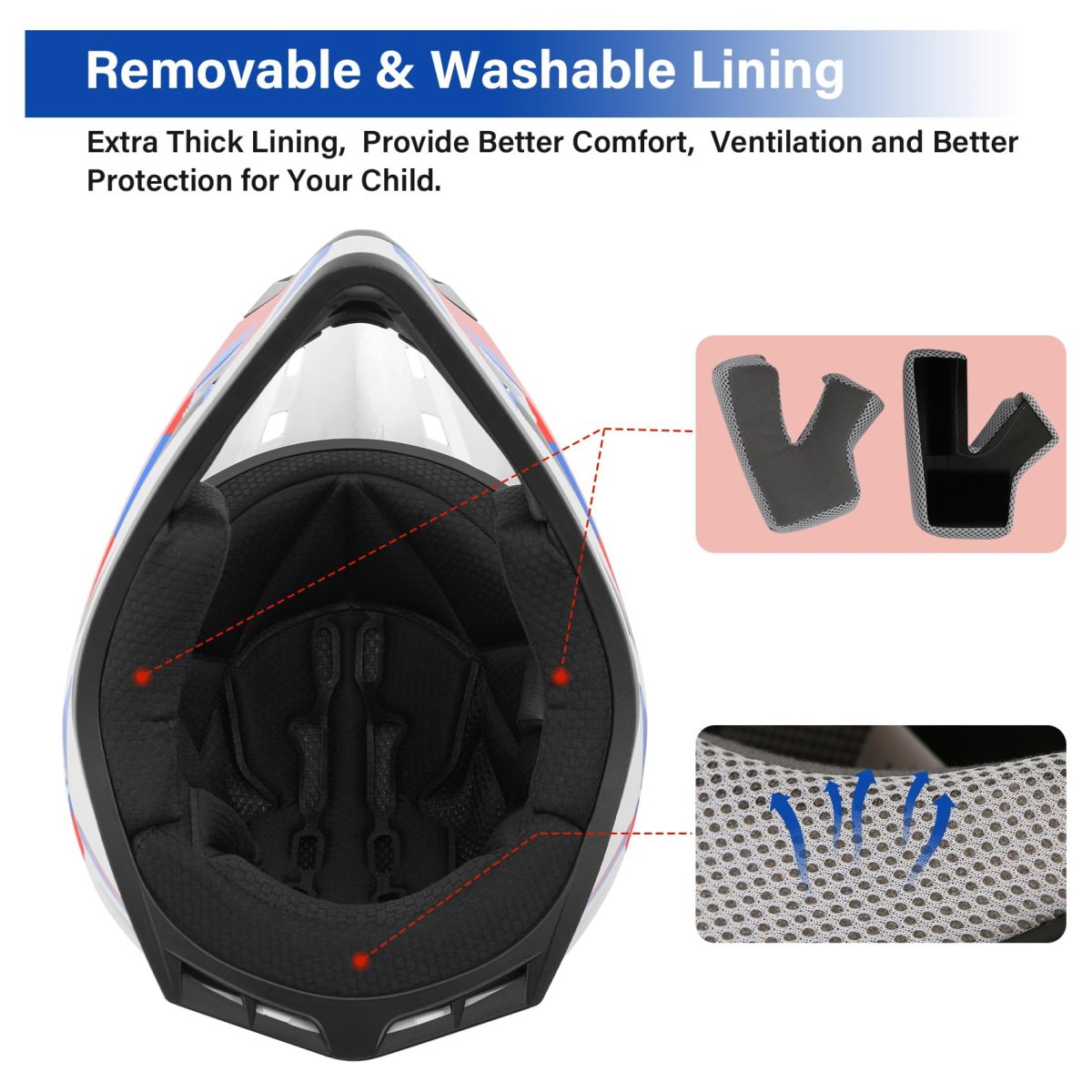 Youth Kids Atv Motorcycle Helmet Dot Approved With Goggles Gloves And Bag Retro Blue Large Lightweight Motocross For Dirt Bike