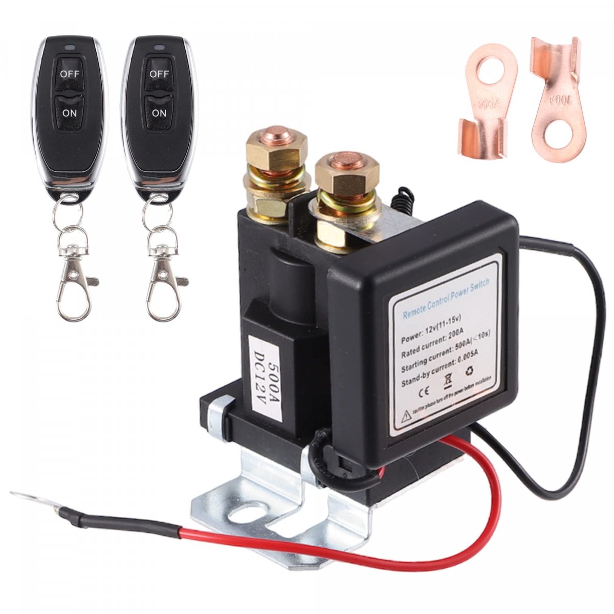 1 Set 12v Car Battery Disconnect Switch Remote Kill With 2 Wireless Keys Control 160ft Isolation Anti-theft For Rv Truck Atv