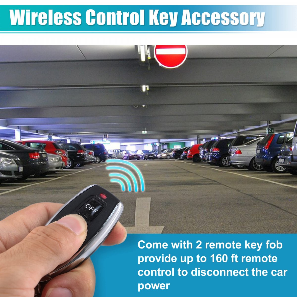 1 Set 12v Car Battery Disconnect Switch Remote Kill With 2 Wireless Keys Control 160ft Isolation Anti-theft For Rv Truck Atv