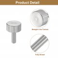 Uxcell M4x10mm Knurled Thumb Screws 5pcs 304 Stainless Steel Flat Head Fully Threaded Bolts Grip Knobs Fasteners