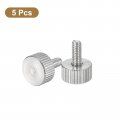 Uxcell M4x10mm Knurled Thumb Screws 5pcs 304 Stainless Steel Flat Head Fully Threaded Bolts Grip Knobs Fasteners