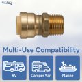1 2 In Male Adapter Push To Connect Brass Fitting Reusable Rp-98008 Pipe Connector For Fresh Water Plumbing