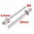 Uxcell M4x6 4mm Aluminum Open End Countersunk Head Blind Rivets Silver Tone 100pcs