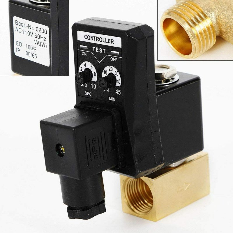 Automatic Electronic Timed Air Compressor Drain Valve Ac 110v 1 2 Compressors Way Adjustable With Power Cable