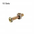 Uxcell M6 X 30mm Furniture Bolts Nut Set Hex Socket Screw With Barrel Nuts Phillips-slotted Zinc Plated 10 Sets