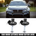 2pcs Universal Aluminum Alloy Car Engine Hood Latch Lock Quick Release Key Pin Kit Black