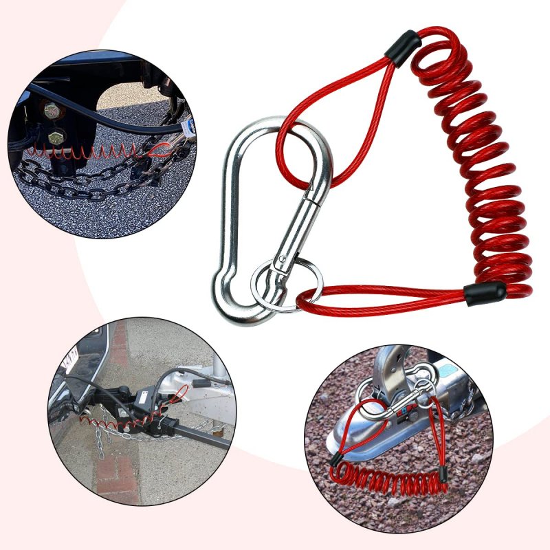 Yuntop 1 Pcs Rv Retractable Breakaway Trailer Cable Brake Heavy Duty Stainless Steel Spring Towing Coiled Wire Extend To 4ft