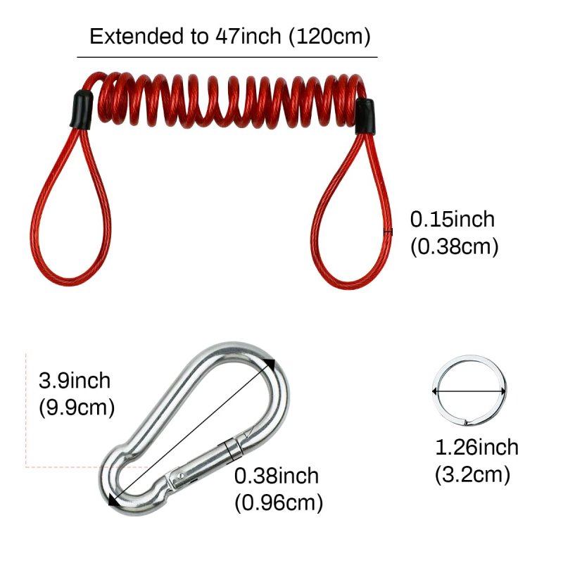 Yuntop 1 Pcs Rv Retractable Breakaway Trailer Cable Brake Heavy Duty Stainless Steel Spring Towing Coiled Wire Extend To 4ft