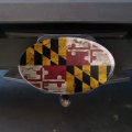 Rustic Distressed Maryland State Flag Oval Tow Trailer Hitch Cover Plug Insert