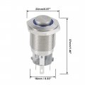 Uxcell Momentary Metal Push Button Switch 16mm Mounting Dia 1no 1nc 12v Blue Led Light High Flat