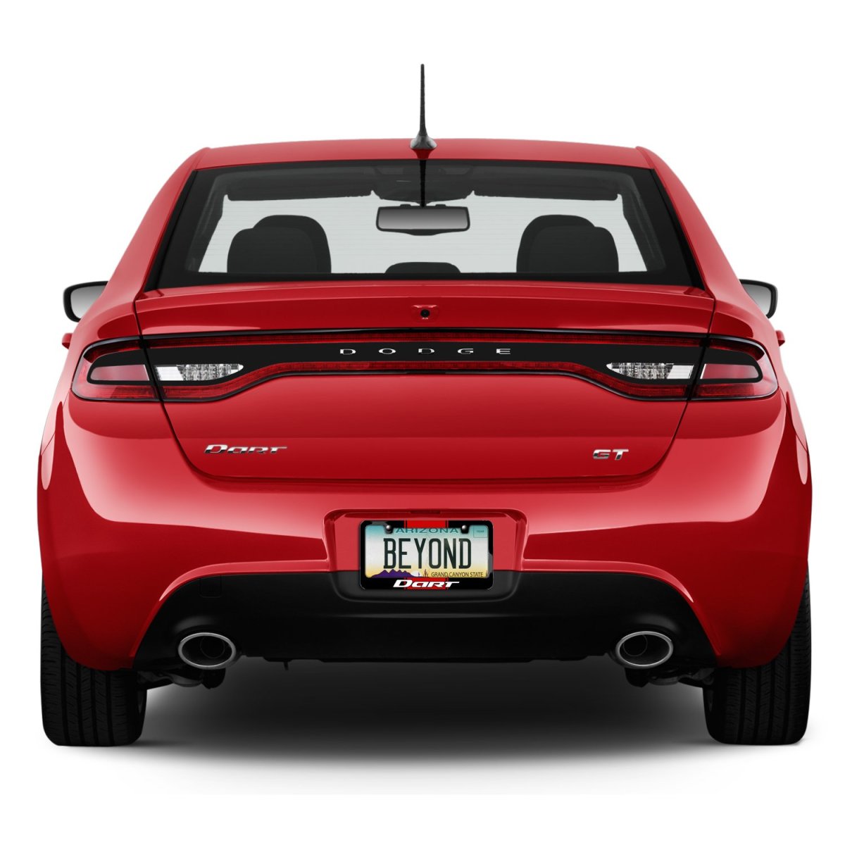 Dodge Dart Racing Stripe Black Metal License Plate Frame