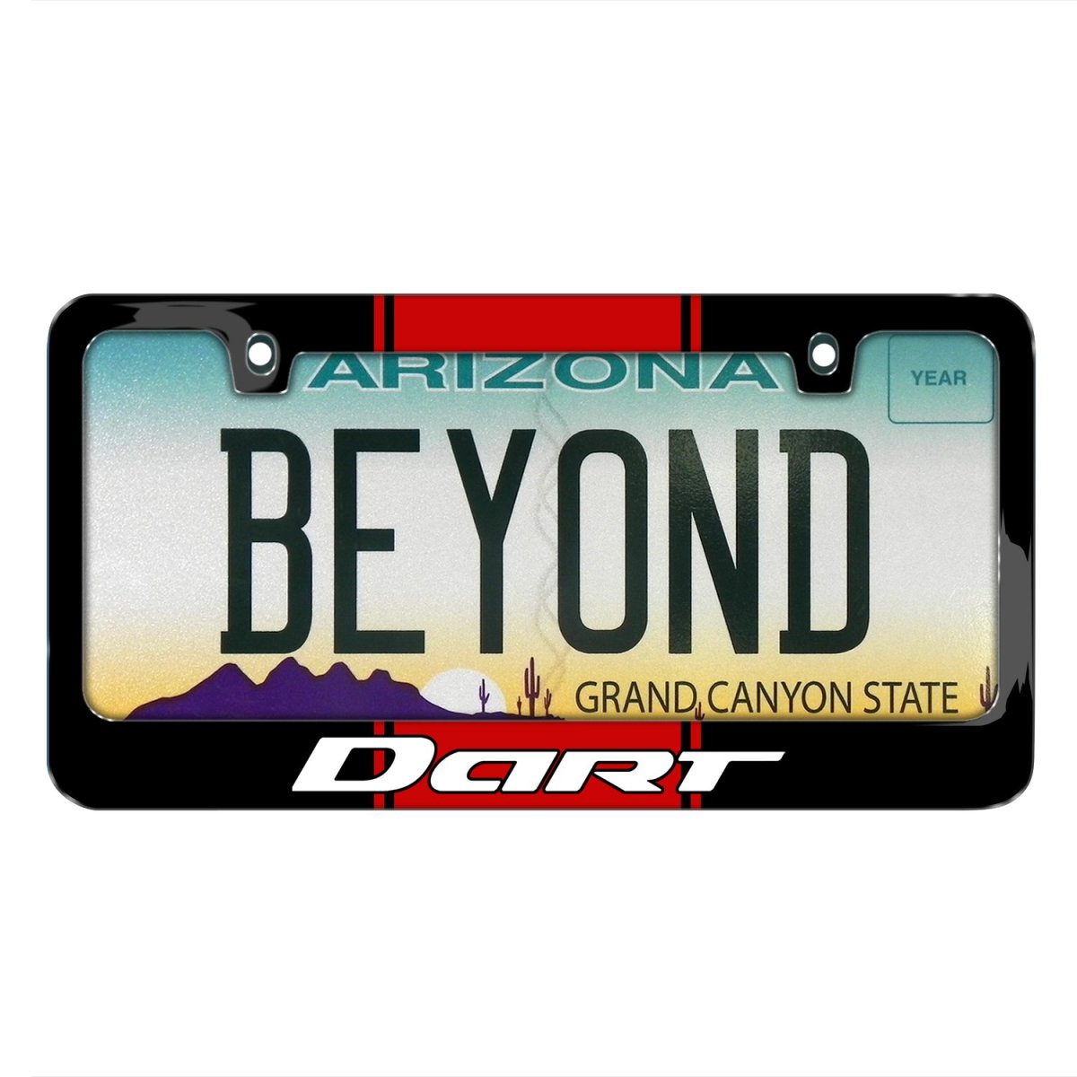 Dodge Dart Racing Stripe Black Metal License Plate Frame