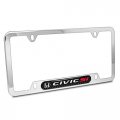 Ipick Image For Honda Civic Si Real Carbon Fiber Nameplate Chrome Stainless Steel License Plate Frame