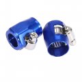 X Autohaux 2pcs An6 Hex Blue Car Hose Finisher Flexible Rubber Pipe Clamp With Screw Band Adapter Fitting For Oil Fuel Water