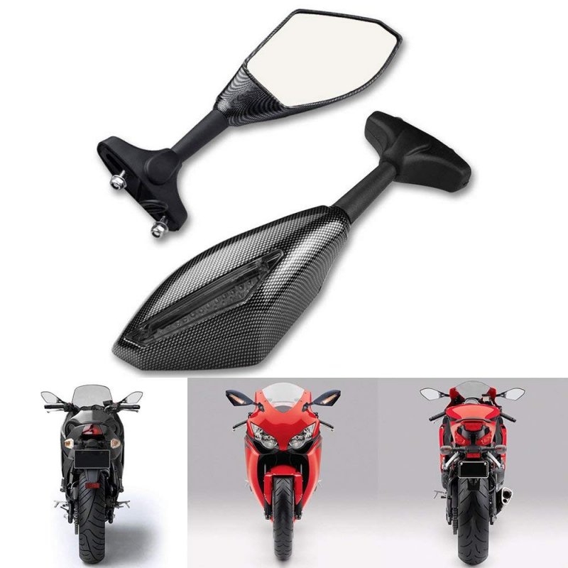Carbon Fiber Integrated Amber Led Turn Signal Blinker Rearview Side Mirrors Smoke Lens For Cbf1000 2010-2011 Yamaha Fzr600
