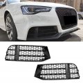 Qiilu Fog Light Grill Bumper Pair Glossy Black Honeycomb Meshe Grill Lower Fit For Rs5 B8 5 2013a 2016