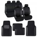 Gray Universal Car Seat Covers And Carpet Floor Mats Full Set For Cars Suv Truck Van Stain Resistant Breathable Polyester 