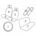 2 Low Back Front Bucket Seat Covers With Separate Headrest 1 Steering Wheel Shoulder Harness Pressure Relief Bench Cover And