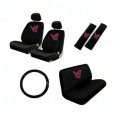 2 Low Back Front Bucket Seat Covers With Separate Headrest 1 Steering Wheel Shoulder Harness Pressure Relief Bench Cover And