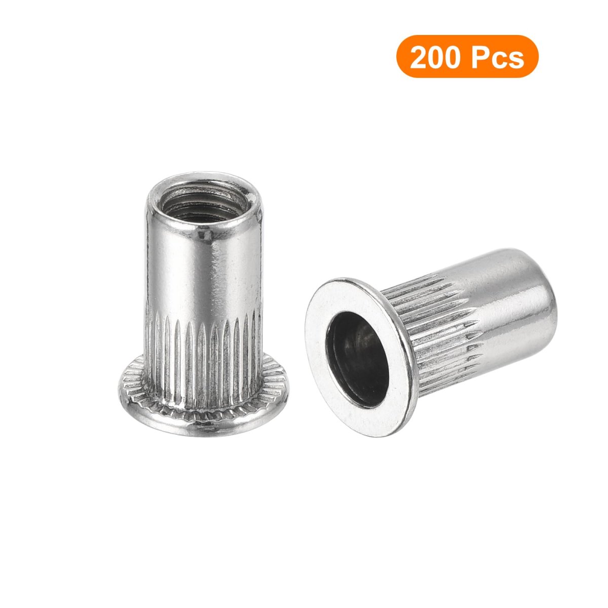 200pcs Rivet Nuts Flat Head M5 Stainless Steel 304 Threaded Insert Knurled Body