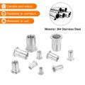 200pcs Rivet Nuts Flat Head M5 Stainless Steel 304 Threaded Insert Knurled Body