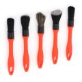 5 Pcs Car Detailing Brushes Set Ultra Soft Natural Boars Hair Auto Duster Interior Exterior Cleaning Kit For Wheels Engine Bay 