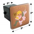 Cartoon Girl Riding Magical Horned Pink Unicorn Tow Trailer Hitch Cover Plug Insert