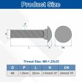 10 Set Carriage Bolts And Nuts Kit M8 1 25x25mm Stainless Steel 304 Round Head Square Neck Screws With Hex Flat Washers Silver