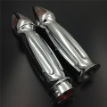 Httmt Trhb107 Chrome Motorcycle 1 25mm Hand Grips W Turn Signals Compatible With Most Motorcycles Bikes 1 Handlebars Harley