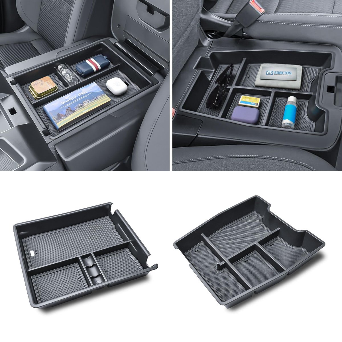 2pcs Center Console Organizer Tray For 2019-2026 Chevy Silverado Gmc Sierra 1500 And 2020-2026 Sierra 2500hd 3500hd Accessories