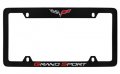 Chevrolet Corvette C6 Grand Sport Metal License Plate Frame Holder Black Logo Top 