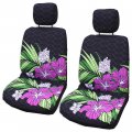 Winnie Fashion 2 Hawaiian Car Seat Covers W Headrest Hibiscus Plumeria Black Red And Blue Side Airbag Armrest Customization 