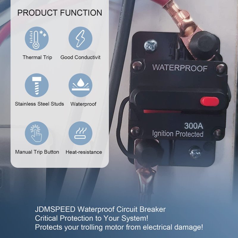 300 Amp Auto Car Stereo Audio Circuit Breaker Kit With Waterproof 12-48vdc Manual Reset Inline Fuse Inverter For Marine