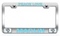 Peace Love Marlin Fishing Chrome Metal License Plate Frame Tag Holder Heavy Duty Stainless Steel Universal Fit For Us And 