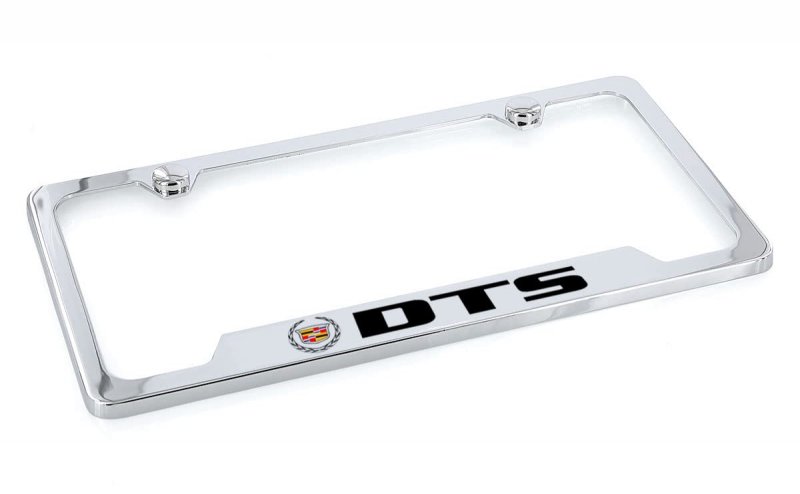 Cadillac Dts Chrome Plated Metal Bottom Engraved License Plate Frame Holder