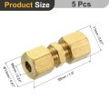 5pcs Brass Compression Tube Fitting 6mm Od Connector Npt Thread Union Connectors Sleeves Ferrules Straight Coupling Adapter