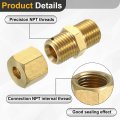 5pcs Brass Compression Tube Fitting 6mm Od Connector Npt Thread Union Connectors Sleeves Ferrules Straight Coupling Adapter