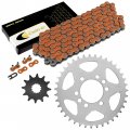 Caltric Orange Drive Chain And Sprockets Kit For Suzuki Lt250s Quadsport 250 1989 1990